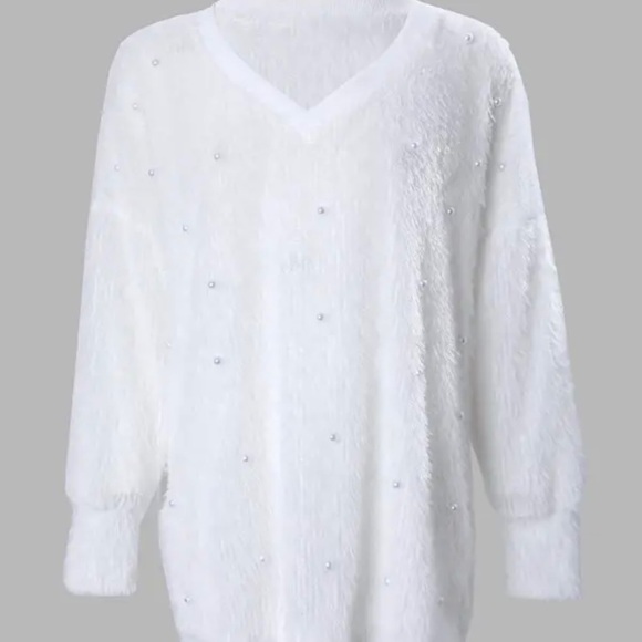 𝅺beaded Decor Long Sleeve Fluffy Top-NWT - Picture 9 of 9
